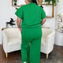 Double Take Full Size Texture Half Zip Short Sleeve Top and Pants Set