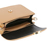 Diona J Women's Modern Smooth Crossbody Bag With Guitar Strap Taupe
