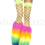 Rainbow furry leg warmers (Glow UV Reactive)