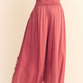 Davi & Dani Smocked Waist Flower Patch Wide Leg Pants