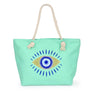 Diona J Evil Eye Shopping Beach Shoulder Tote Bag Mint Green