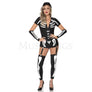 Sexy Skeleton 3 Pc Halloween Front Zip Skeleton Romper Costume Set Size XS