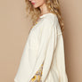 POL Lace Detail Flower Printed V-Neck Knit Top