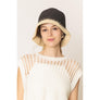 DIONA J TWO TONE STRAW BUCKET HAT ONE SIZE COLOR BLACK
