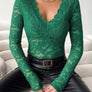 V-Neck Long Sleeve Lace Top