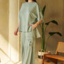 Davi & Dani Drawstring Ruched Detail Wide Leg Pants