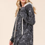 BOMBOM Drawstring Flower Print Button Up Shacket