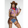 Sexy Outlaw Cowgirl 6 Pc Women Multicolor Haloween Cosplay Costume Set Size M/L