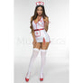 Surgical Assistant White & Red Women's Wet Look Halloween Cosplay Costume Sz M/L