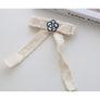 Tweed Ribon camelia Hair Pins Ivory