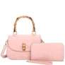 DIONA J 2IN1 FASHION WOOD HANDLE CROSSBODY BAG W WALLET SET COLOR PINK