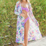 And The Why Floral Kimono Open Front Longline Cardigan