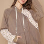 POL Floral Patchwork Distressed Drawstring Hoodie