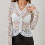 Ruffled V-Neck Long Sleeve Lace Top