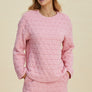 Double Take Full Size Texture Round Neck Long Sleeve Top and Shorts Set