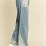 Davi & Dani Lace Applique Wide Leg Jeans