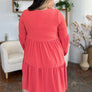 Double Take Full Size V-Neck Balloon Sleeve Tiered Dress with Pockets