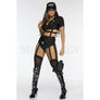 Swat Commander 7 Pc Zip Up Collar Crop Cosplay Halloween Black Costume Size M/L