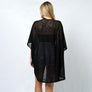 DIONA J TEXTURED JERSEY RELAXED FIT KIMONO ONE SIZE COLOR BLACK