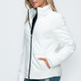 How Dare U Pocketed Zip Up Puffer Jacket with Removable Hood