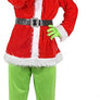 Adult Green Monster Santa Costume for Men Holiday Cosplay Suit Festive Christmas Themed Outfit for Parties, Parades, and Events