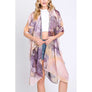 DIONA J WATERCOLOR MIX PRINT KIMONO CARDIGAN COLOR PURPLE