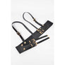 DIONA J PLUS SIZE PATENT LEATHER HARNESS BELT COLOR BLACK/GOLD