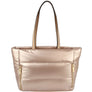 Diona J Women's Fashion Cushion Zipper Tote Shoulder Bag With Strap Gold