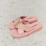 Forever Link Studded Cross Strap Sandals in Blush