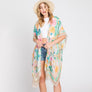 DIONA J HAND DRAWN WATERCOLOR FLOWER GARDEN KIMONO ONE SIZE COLOR BEIGE