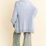 Davi & Dani Ribbed Hem Button Up Long Sleeve Cardigan