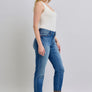 Judy Blue Full Size Plaid Print Cuff Straight Leg Jeans with Pockets