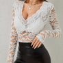 V-Neck Long Sleeve Lace Top
