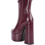 Bumpy Croc High Block Heeled Chunky Ankle Boots