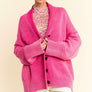 Davi & Dani Shawl Collar Ribbed Detail Button Up Cardigan