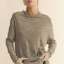 Davi & Dani Slit Mock Neck Long Sleeve Top