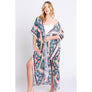 DIONA J BOHO PRINT KIMONO COVER UP ONE SIZE COLOR BEIGE