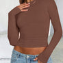 Solid Color Round Neck Long Sleeve T-Shirt
