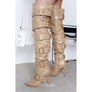 Cape Robbin Pointy Toe Buckle Over Knee Boots Nude Size 6.5