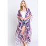 DIONA J BOHO PRINT KIMONO COVER UP ONE SIZE COLOR PINK