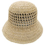 DIONA J SOLID STRAW BUCKET HAT ONE SIZE COLOR BEIGE