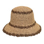 CC PAPER STRAW HAND CROCHET CLOTHE BUCKET HAT WITH SCALLOP EDGE DETAILS ROSE