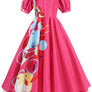 Women’s Weird Doll Costume - Pink Dress for Halloween Party Cosplay, Inspired by Doll Movie, Short Sleeve Pink Outfit for Dress Up - DJ Comics