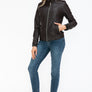 Snobbish PU Leather Biker Jacket with Side Zip Pockets