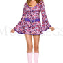Floral gogo dress with flared bell sleeves