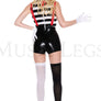 High waisted suspender look romper with striped top