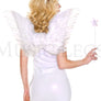 Complete your angelic look with this White Angel Costume Kit featuring a white furry halo headband, white star wand, and matching white feather angel wings. (Dress not included.)