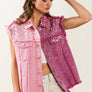 BiBi Pearl & Rhinestone Decor Contrast Raw Hem Vest Coat