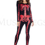 1 PC. includes: Skeleton red print catsuit