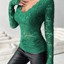 V-Neck Long Sleeve Lace Top